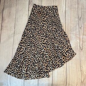 EVERKAKI Women's Animal Print Asymmetrical Skirt Leopard Tan Black Size Small